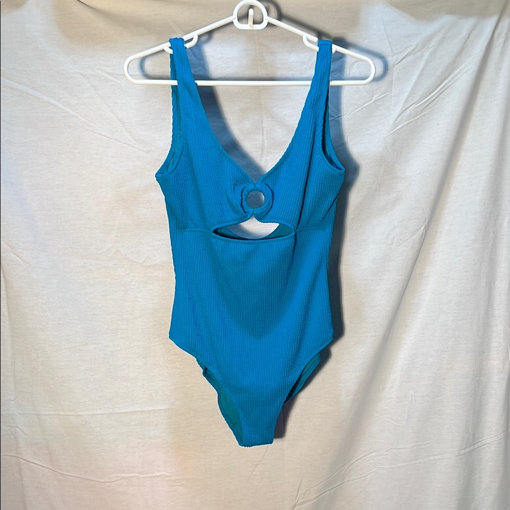 Aerie Blue Bodysuit One Piece with Plunging V-neckline